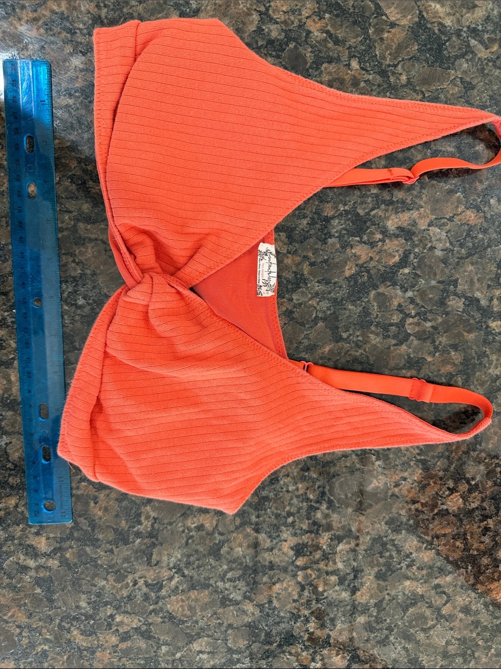 Free People Coral Ribbed Knot-Front Crop Top